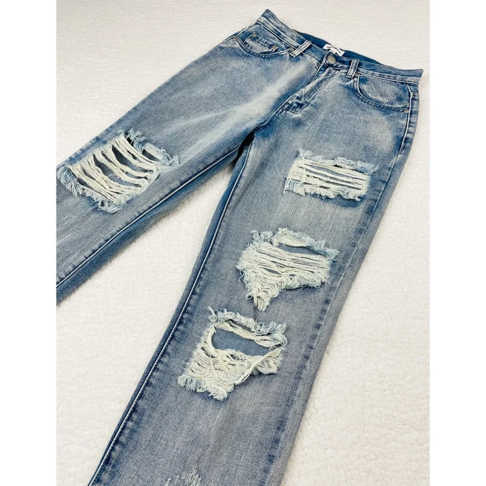 SUPERDOWN • Light Wash Ramona Distressed Straight Jeans, 27 - Picture 11 of 16